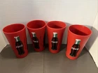 Set of 4 Vintage Coca Cola -Carlise- red Plastic Cups- Resturant Pizza Hut Style