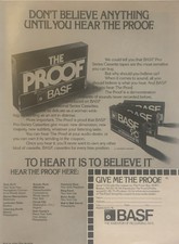 1979 BASF Pro-Series Cassette Audio Tapes PRINT AD Hear Proof Believe VTG 1970s