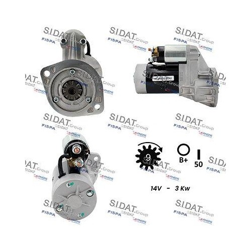 Démarreur Sidat S12HT0216A2 pour Nissan moteur Hitachi 12V