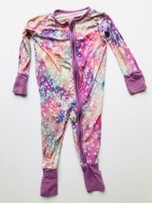 Little Sleepies Bamboo Baby Zippy Pajamas Purple Stardust Size 3-6 Months