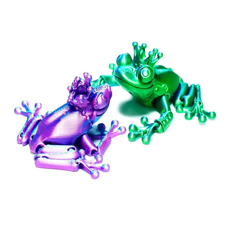 1 Piece 3D Printing Simulation Crown Frog Joint Movable Frog Ornaments ...