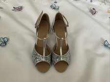 Women’s Supadance Silver Sparkle T Bar Latin Ballroom Dance Shoes UK4.5 New