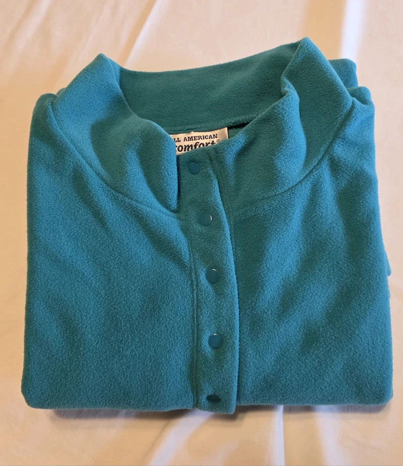 Chaqueta All American Comfort polar talla 5X verde azulado broches de presión en el cuello manga 3/4 Foto 4 de 4