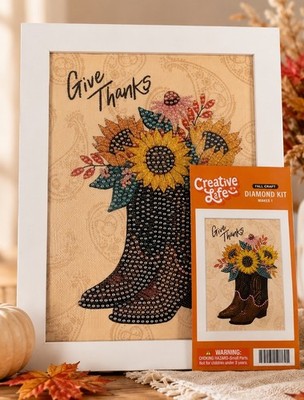 Hobby Lobby Fall Diamond Dots Art Painting Kit Cowgirl Boot Pumpkin Thanksgiving