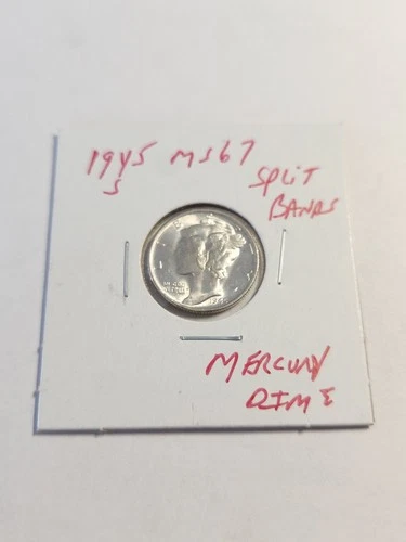 1945 S UNC+++ FULL SPLIT BANDS MERCURY DIME RARE