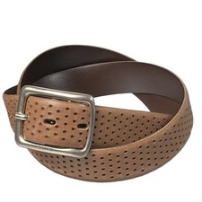 Bally Leather Belt Perforated Design Casual Modern Light Brown L-115cm