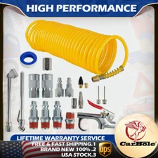 20PC Air Compressor Accessory Kit Tool 25Ft Recoil Hose Gun Nozzles Set 1/4" NPT