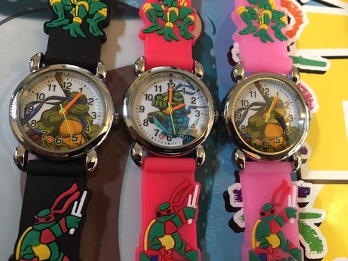 Kids Boys Girls Ninja Turtles Wristwatch Silicone Strap Wrist Watch Slim 3mm UK - Picture 4 of 26