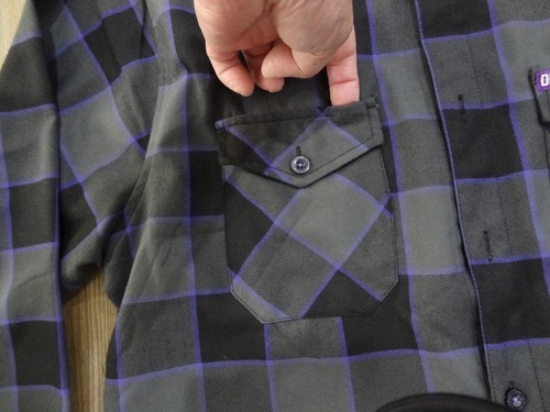 Camicia Dixxon in flanella da uomo in pensione grande il regalo bottoni grigio verde viola - Foto 8 di 13