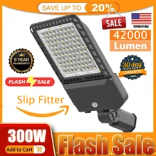 300 Watt LED Shoebox Pole Light Dusk To Dawn Street Parking Lot Commercial Lamp