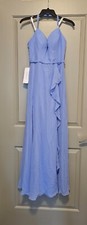 Azazie Naeem Periwinkle Bridesmaid Dress Size A2 V Neck Floor Length NWT