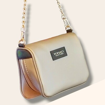 Versace Champagne Gold Clutch Shoulder Crossbody Bag Purse