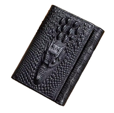 Herren Geldbörse aus echtem Leder - Krokodilmuster Vintage Style schwarz