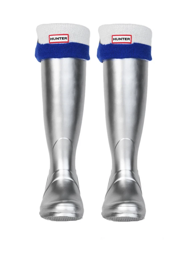 Hunter оригинальный высокий усы загрузки носки в синий/белый, Sz:M новый с Ярлыками/в коробке - Изображение 3 из 4