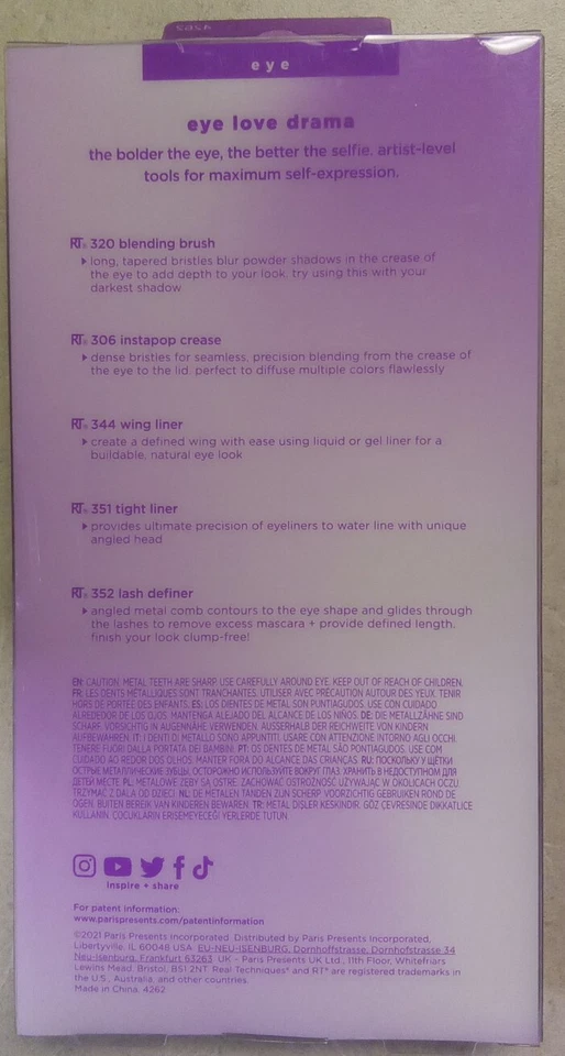Kit de brochas de maquillaje Real-Techniques Eye Love Drama - 5 piezas para sombra/delineador/pestañas #4262 Foto 2 de 2