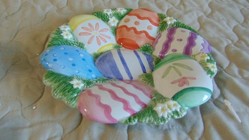 FITZ & FLOYD CHICKS & EGGS CANAPE PLATE/DISH 2063/1 WALL HANGING EASTER EGGS - Picture 6 of 12
