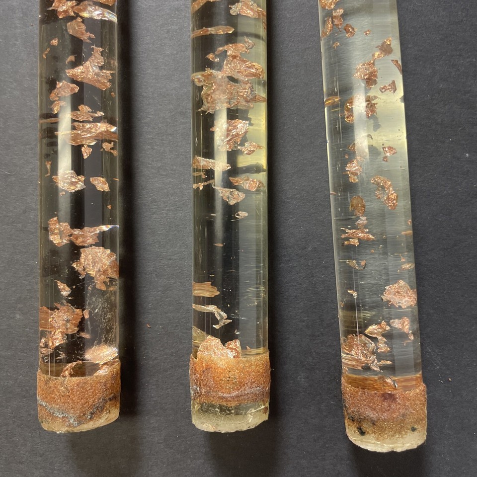 3 Vintage MCM Lucite Candles Clear With Rose Gold Copper Flecks 8 Inch eBay