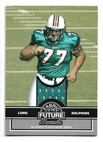 Jake Long 2008 Bowman Fabric of the Future Jersey Relic #FF-JL Miami Dolphins