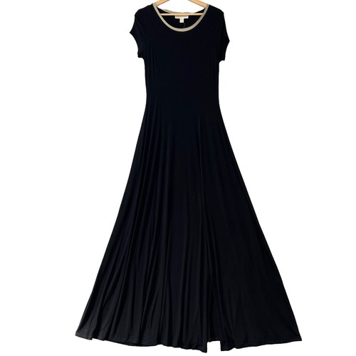 Michael Kors Solid Black Sleeves Maxi Dress High Slit | eBay Michael Kors Solid Black Sleeves Maxi Dress High Slit | eBay