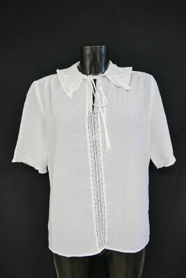 Size 44 costume blouse white blouse for dirndl Erfo mixed fabric with lace tb9806