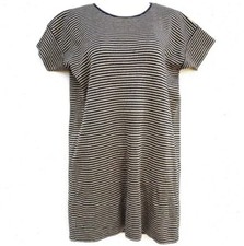 Linda Allard Ellen Tracy Striped Wool Shirt Dress Gold Blue Womens Size Medium