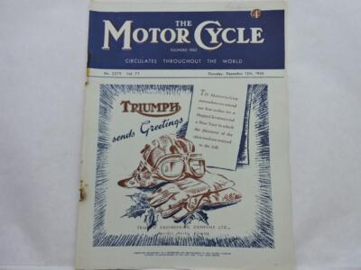 December 12th 1946 The Motor Cycle Magazine Triumph 650cc Three-Cylinder L13589