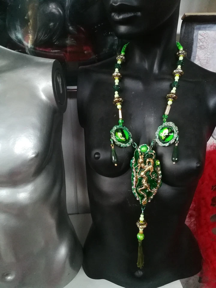 Маммона ювелирных изделий ожерелье зеленый глаз дракон подвеска Ouroboros змея камень кристаллы - Изображение 2 из 4