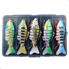 5 señuelos de pesca articulados, realistas, para agua dulce y salada.