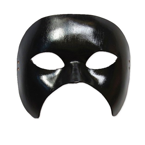 Handmade Leather Half Face Black Mask for Men Women Party Cosplay Halloween Prop - Picture 1 of 2