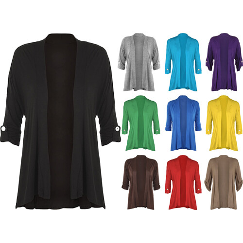 New Ladies Short Sleeve open Button Open Cardigan Womens Stretch Top UK 8-26 - Picture 1 of 17