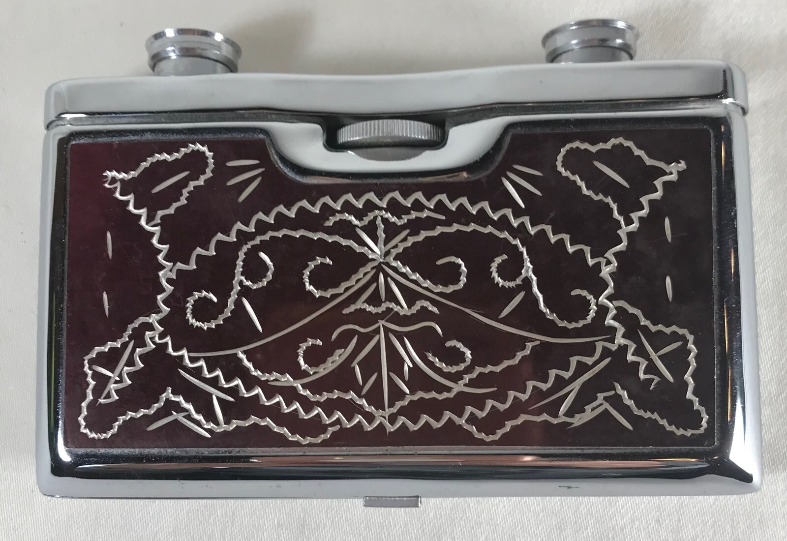 Vintage Tasco Butterfly Folding Pocket Binoculars Opera Glasses Maroon