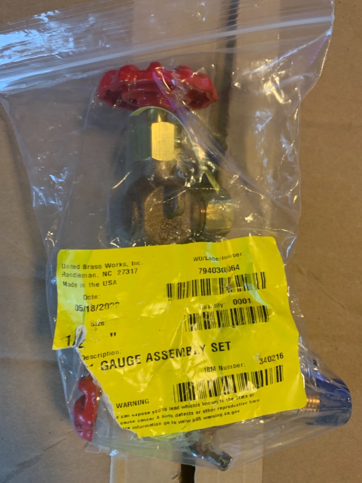 Boiler Sight Gauge Glass Valve Kit 1/2" NPT 5/8" X 12" Glass W Drain