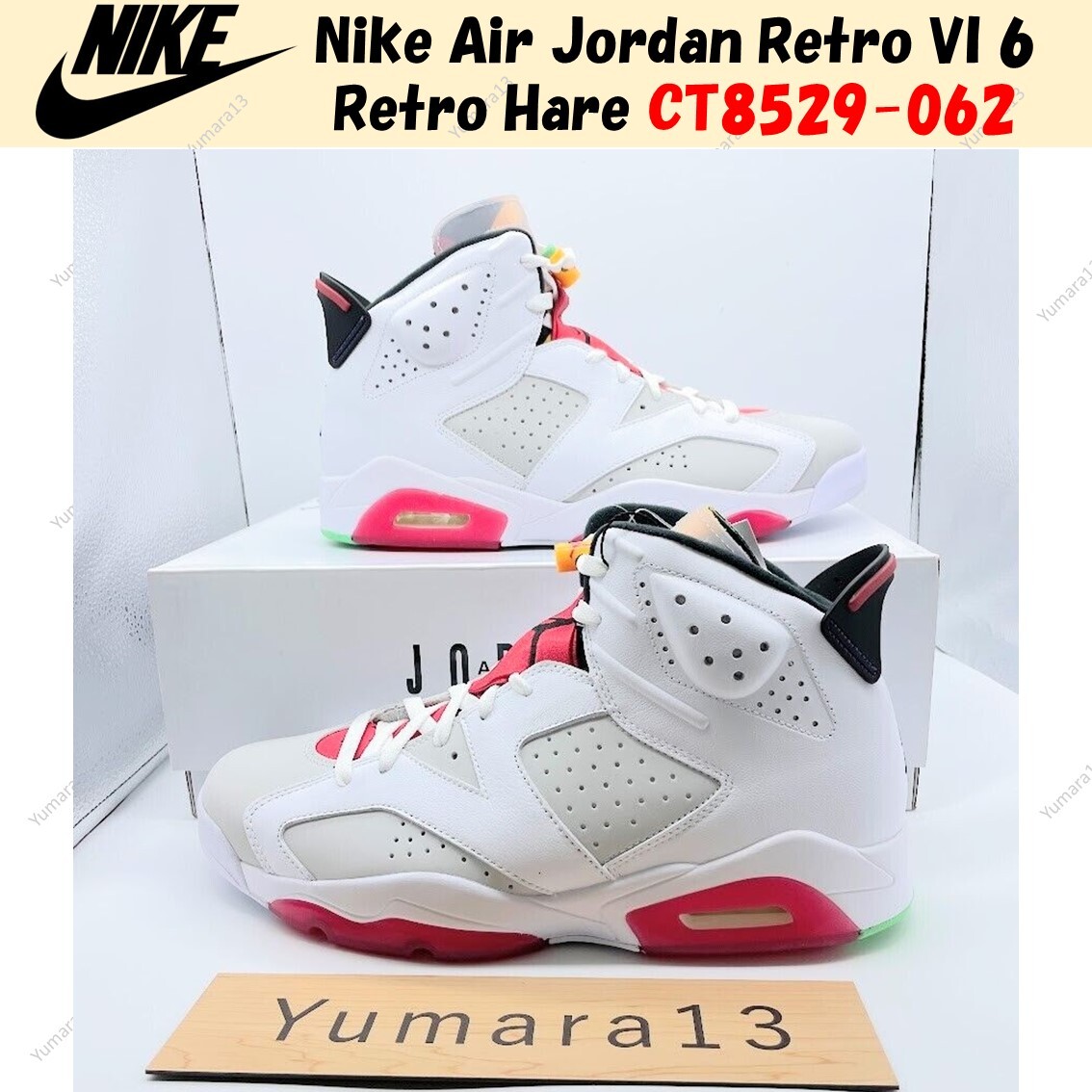 Nike Air Jordan Retro VI 6 Retro Hare CT8529-062 Men's Size Nike Air Jordan Retro VI 6 Retro Hare CT8529-062 Men's Size