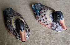 Scultura anatra in legno dipinto (coppia)