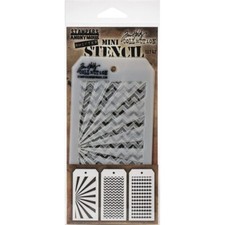 3 Mini Layering StencilsTim Holtz Set 42 Rays, ZigZag, Scallop Patterns