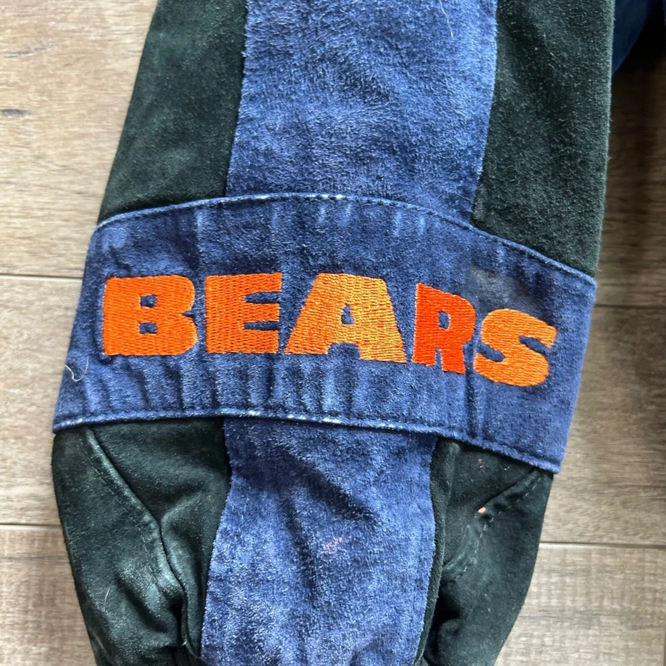 NFL Chicago Bears Vintage Años 90 Gamuza Cuero Chaqueta Aislante Talla L Foto 2 de 4