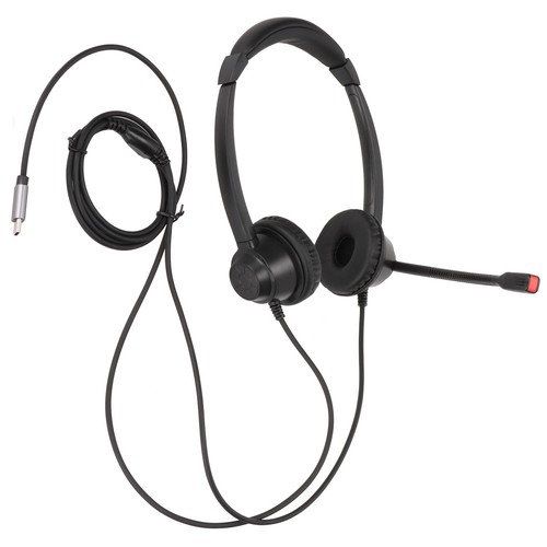 Call Center Headphone Type C Telephone Headset Noise Cancelling Corded Soft Ear - Photo 9 sur 12