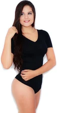 Carincci Slimming Tummy Control Short Sleeve Top Bodysuit Black OS