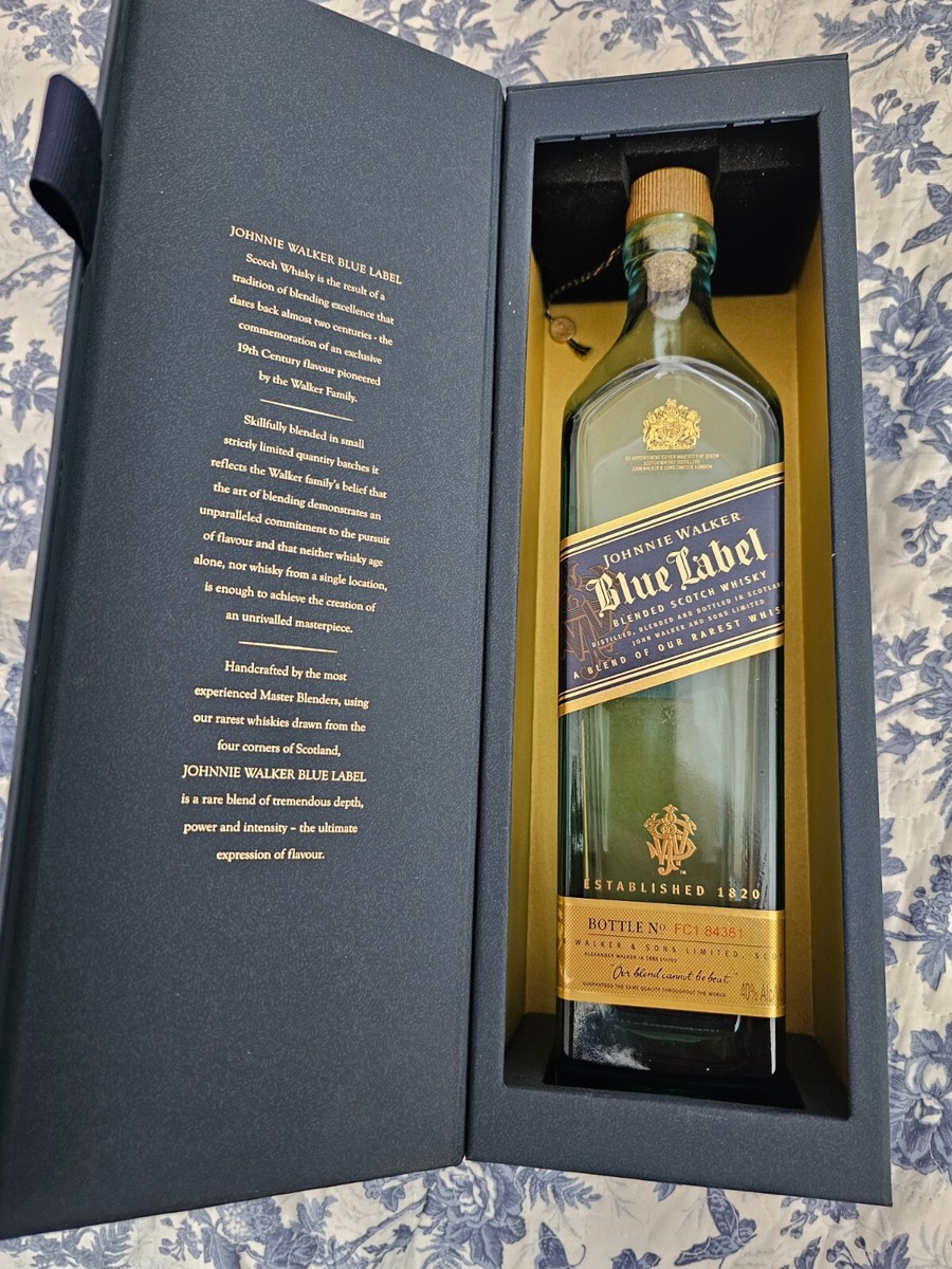 Johnnie Walker Blue Label Scotch Whiskey EMPTY 750ml Bottle with