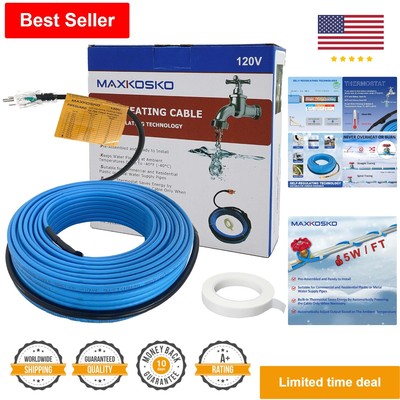 Water Pipe Heat Tape - Self-Regulating Heating Cable for Metal & Plastic Pipes