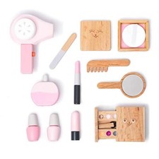Wooden Beauty Salon Toys For Girls Makeup Playset 12 Piece Kit With Makeup Brush