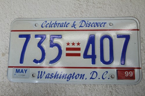 Vintage 1999 Washington, DC - Celebrate & Discover License Plates