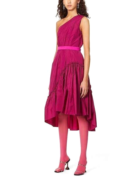 max mara one shoulder dresses Max Mara | Woman - Silk crepe de chine one-shoulder dress - Mud
