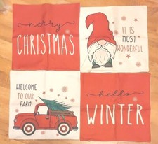 Lot Of 4 Christmas Pillow Case Covers Gnome 18x18" NEW