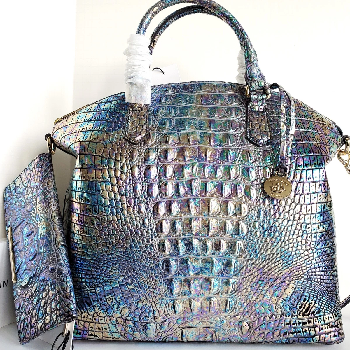 Brahmin+Large+Duxbury+Satchel+-+Mother+of+Pearl for sale online