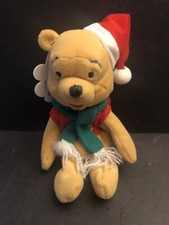 Vintage Disney New XMAS Winnie The Pooh Mouseketoys Mini Bean Bag 9" Plush NWT