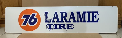 Vintage Laramie Tire Union 76 Gas Sign Double Sided Metal Wall Decor Oil Tools
