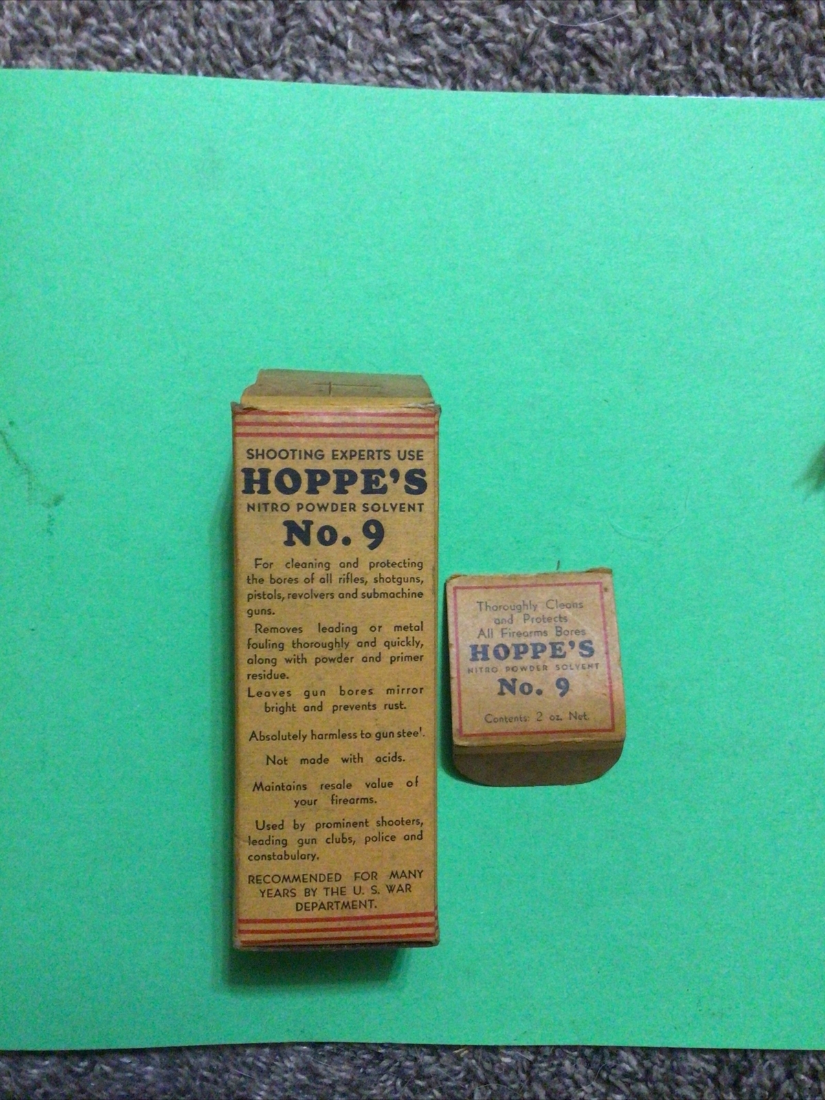 HOOPE’S 1937 NO. 9 SOLVENT WITH BOX & INSTRUCTIONS & HOOPE’S GUN GREASE