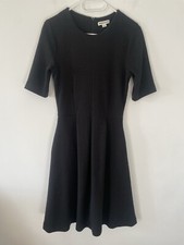 Whistles Dress Skater Black Knit Flowy Black Size UK 8 Tight Short Round