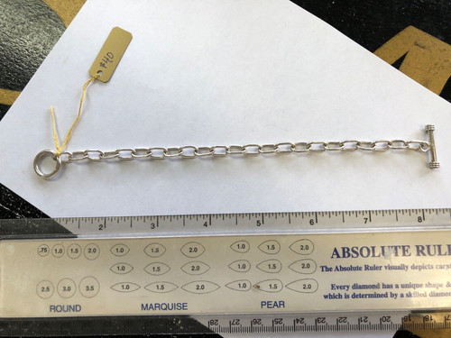 silver paper clip toggle bracelet